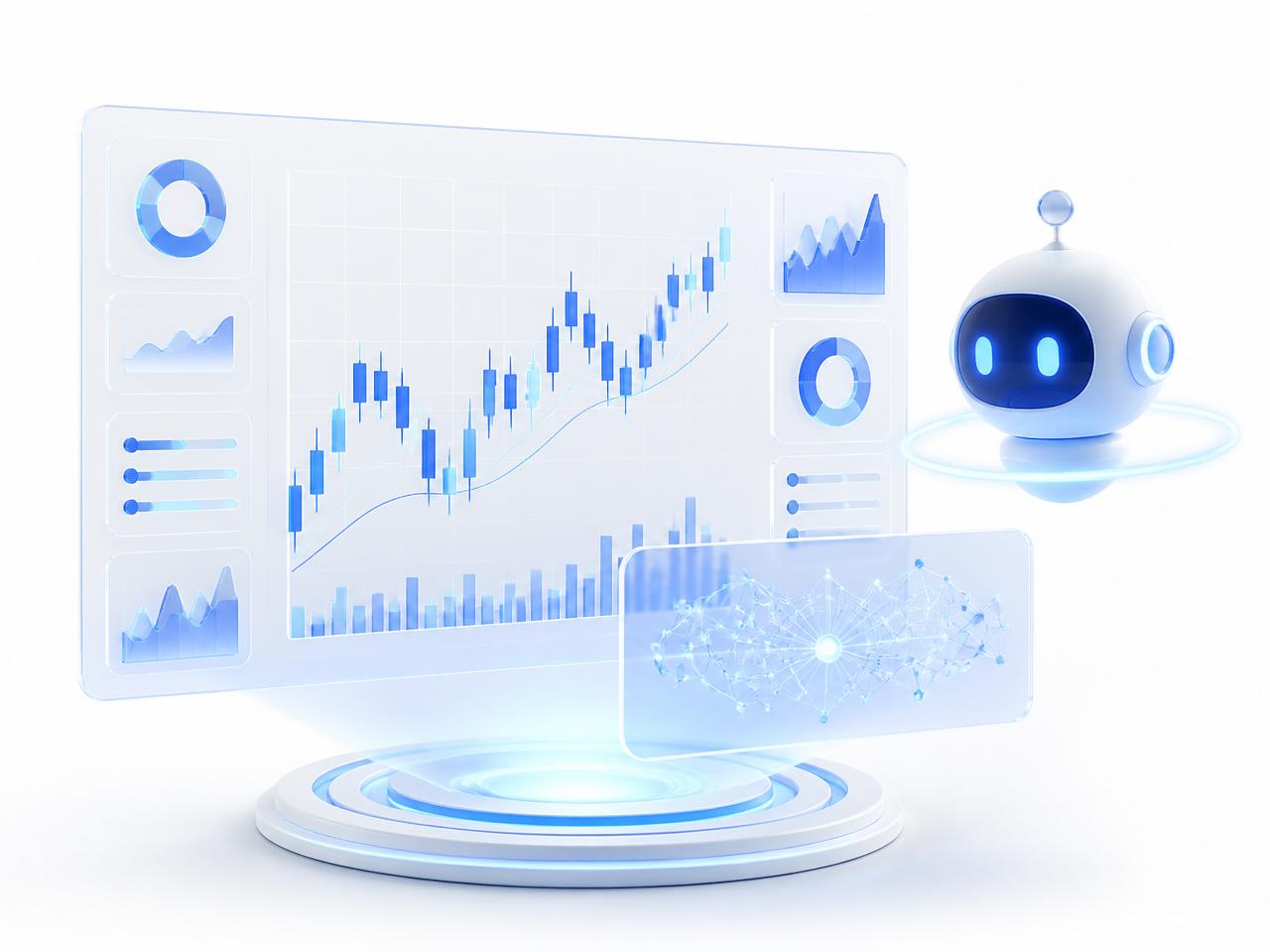 3D smart trading dashboard with a market-analysis robot